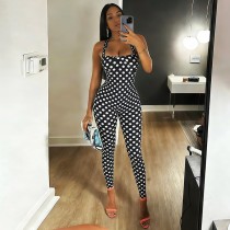 SC Polka Dot Print Backless Jumpsuit XEF-K6Q08484A