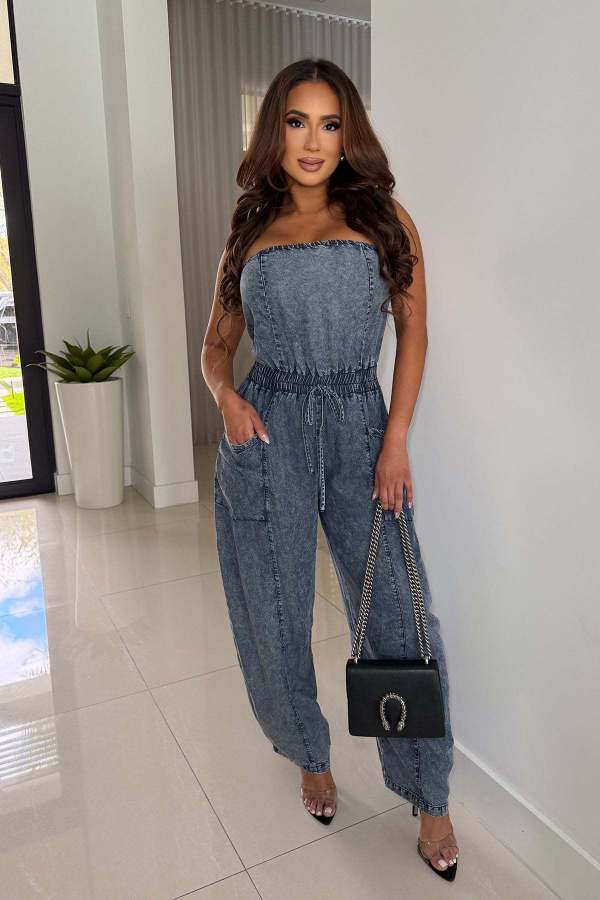 SC Fashion Denim Wrap Chest Jumpsuit LX-8609