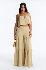 SC Solid Color Sling Two Piece Pant Set NY-3920