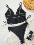 SC Solid Color Tie Up Two Piece Swimsuit CSYZ-G905KY