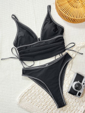 SC Solid Color Tie Up Two Piece Swimsuit CSYZ-G905KY