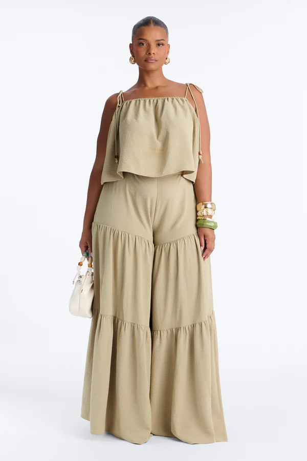 SC Solid Color Sling Two Piece Pant Set NY-3920