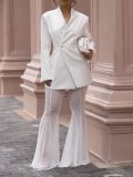 SC Solid Color Long Sleeve Blazer Mesh Pants Suit AIL-352