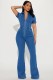 SC Fashion Washed Denim Zipper Jumpsuit LX-6079