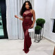 SC Mesh Patchwork See Through Sleeveless Maxi Dress GDSF-D26DS180