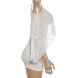 SC See Through Slash Shoulder Top Two Piece Skirts Set XEF-K6S03590A
