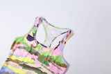 SC Contrast Color Print Seventh Jumpsuit XEF-K6S08536A