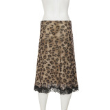 SC Leopard Lace Patchwork Mesh Mid-skirts GPKJ-MR49360