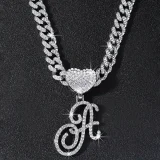 SC 26 Letter Pendant Punk Cuban Chain Necklace YWSG-2025