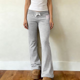 SC Letter Print Drawstring Micro Flare Pants GPKJ-MR46918