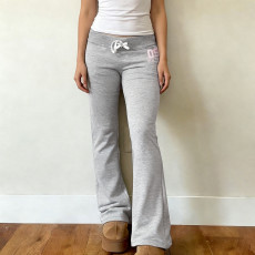 SC Letter Print Drawstring Micro Flare Pants GPKJ-MR46918