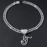 SC 26 Letter Pendant Punk Cuban Chain Necklace YWSG-2025