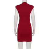 SC Hollow Out Solid Color Mini Dress GPKJ-MR49511