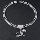 SC 26 Letter Pendant Punk Cuban Chain Necklace YWSG-2025