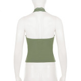 SC Lace Edge Patchwork Halterneck Tank Top GPKJ-MR49253