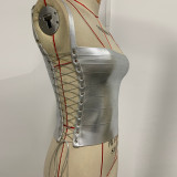 SC Hot Stamping Square Neck Bandage Tank Top GZZF-ZF309
