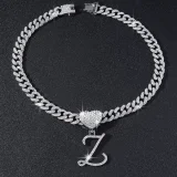 SC 26 Letter Pendant Punk Cuban Chain Necklace YWSG-2025