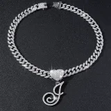 SC 26 Letter Pendant Punk Cuban Chain Necklace YWSG-2025