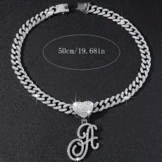 SC 26 Letter Pendant Punk Cuban Chain Necklace YWSG-2025