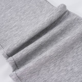 SC Letter Print Drawstring Micro Flare Pants GPKJ-MR46918