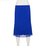 SC Mesh Solid Color Mid-Skirt GPKJ-MR49224