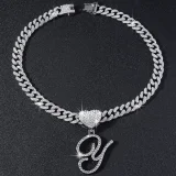 SC 26 Letter Pendant Punk Cuban Chain Necklace YWSG-2025