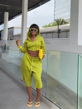 SC Solid Color Long Sleeve Hooded 2 Piece Pants Set GXHF-2127