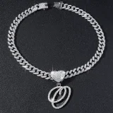 SC 26 Letter Pendant Punk Cuban Chain Necklace YWSG-2025