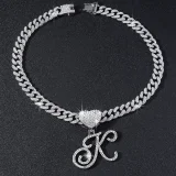 SC 26 Letter Pendant Punk Cuban Chain Necklace YWSG-2025