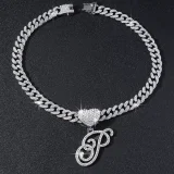 SC 26 Letter Pendant Punk Cuban Chain Necklace YWSG-2025