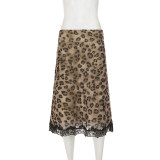 SC Leopard Lace Patchwork Mesh Mid-skirts GPKJ-MR49360