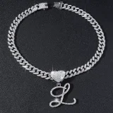 SC 26 Letter Pendant Punk Cuban Chain Necklace YWSG-2025