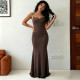 SC Sexy Solid Color Backless Maxi Dress GPKJ-MR48995