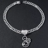 SC 26 Letter Pendant Punk Cuban Chain Necklace YWSG-2025