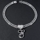 SC 26 Letter Pendant Punk Cuban Chain Necklace YWSG-2025