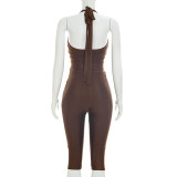 SC Solid Color Backless Seventh Pants 2 Piece Set MXBF-Y26ST219
