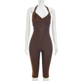 SC Solid Color Backless Seventh Pants 2 Piece Set MXBF-Y26ST219