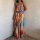 SC One Shoulder Print Split Maxi Dress GZJQ-K6D08884A