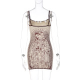 SC Print Slim Sling Mini Dress GLAG-D6421494F