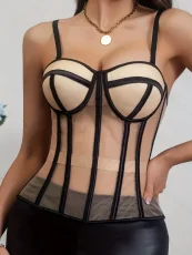 SC Mesh Bandeau Tie Fishbone Corset GXYR-241002