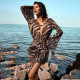 SC Tiger Print Long Sleeve Mesh Mini Dress GDSF-D26DS172