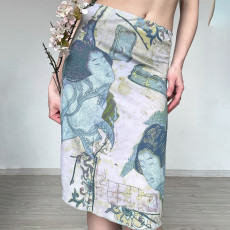 SC Retro Print Mid-Skirt GPKJ-MR49298