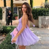 SC V Neck Backless Sling Mini Dress GLAG-D6321390H