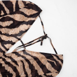 SC Tiger Print Long Sleeve Mesh Mini Dress GDSF-D26DS172