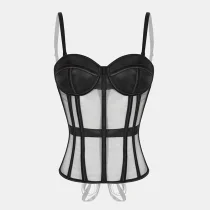 SC Mesh Bandeau Tie Fishbone Corset GXYR-241002