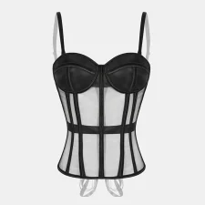 SC Mesh Bandeau Tie Fishbone Corset GXYR-241002