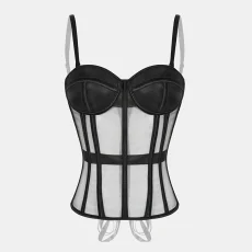 SC Mesh Bandeau Tie Fishbone Corset GXYR-241002