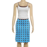 SC Contrast Color Sling Top Polka Dot Print Skirt Suit GZJQ-K6S10061A