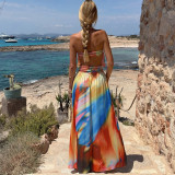 SC One Shoulder Print Split Maxi Dress GZJQ-K6D08884A