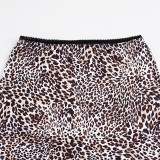 SC Leopard Print Lace Patchwork Mid-Skirt GPKJ-MR48962